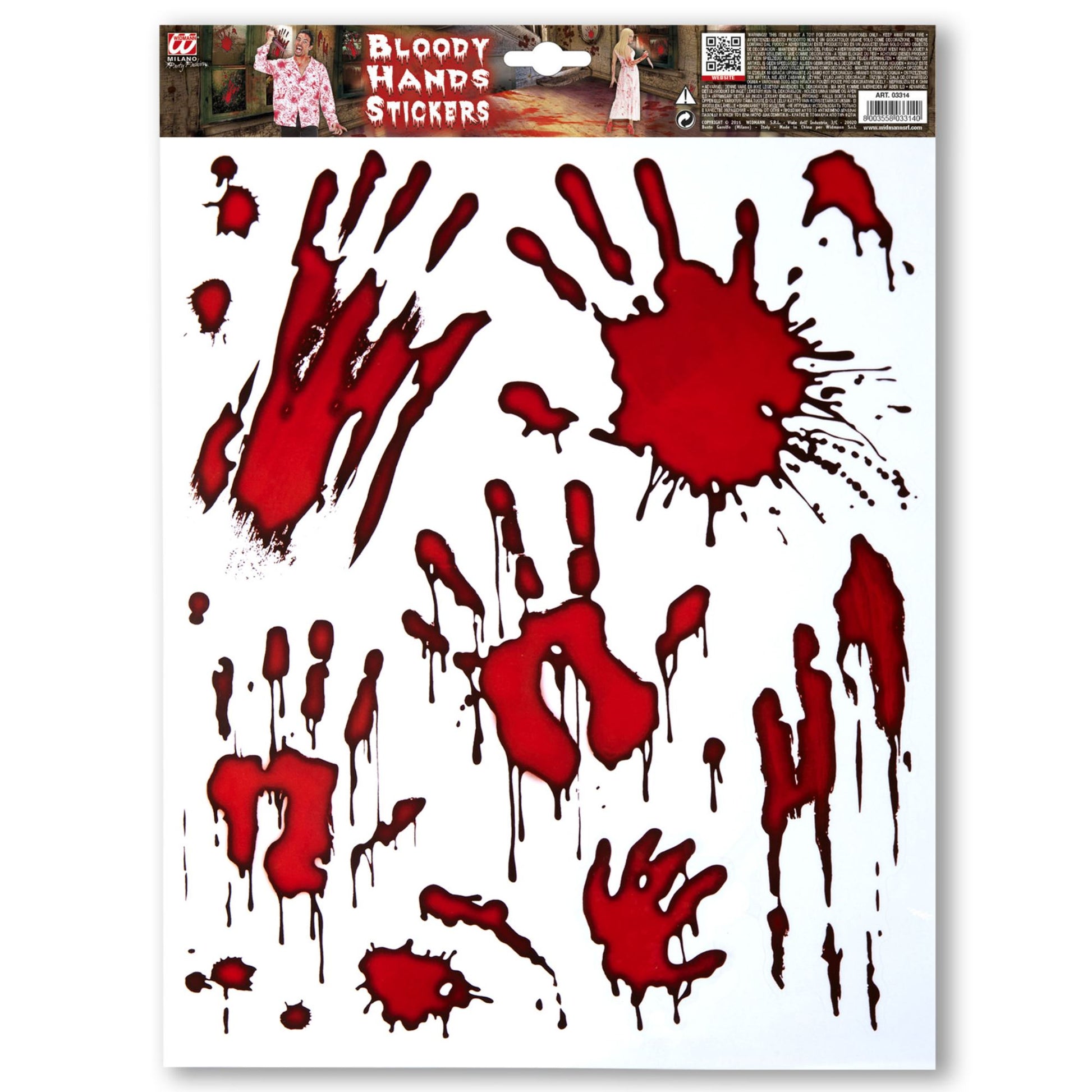 "BLUTIGE HÄNDE STICKER / FENSTERBILDER" – Vorderansicht
