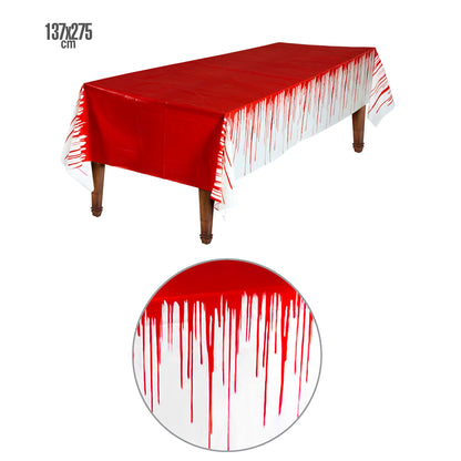 "BLUTVERSCHMIERTE TISCHDECKE" 137x275 cm – Vorderansicht