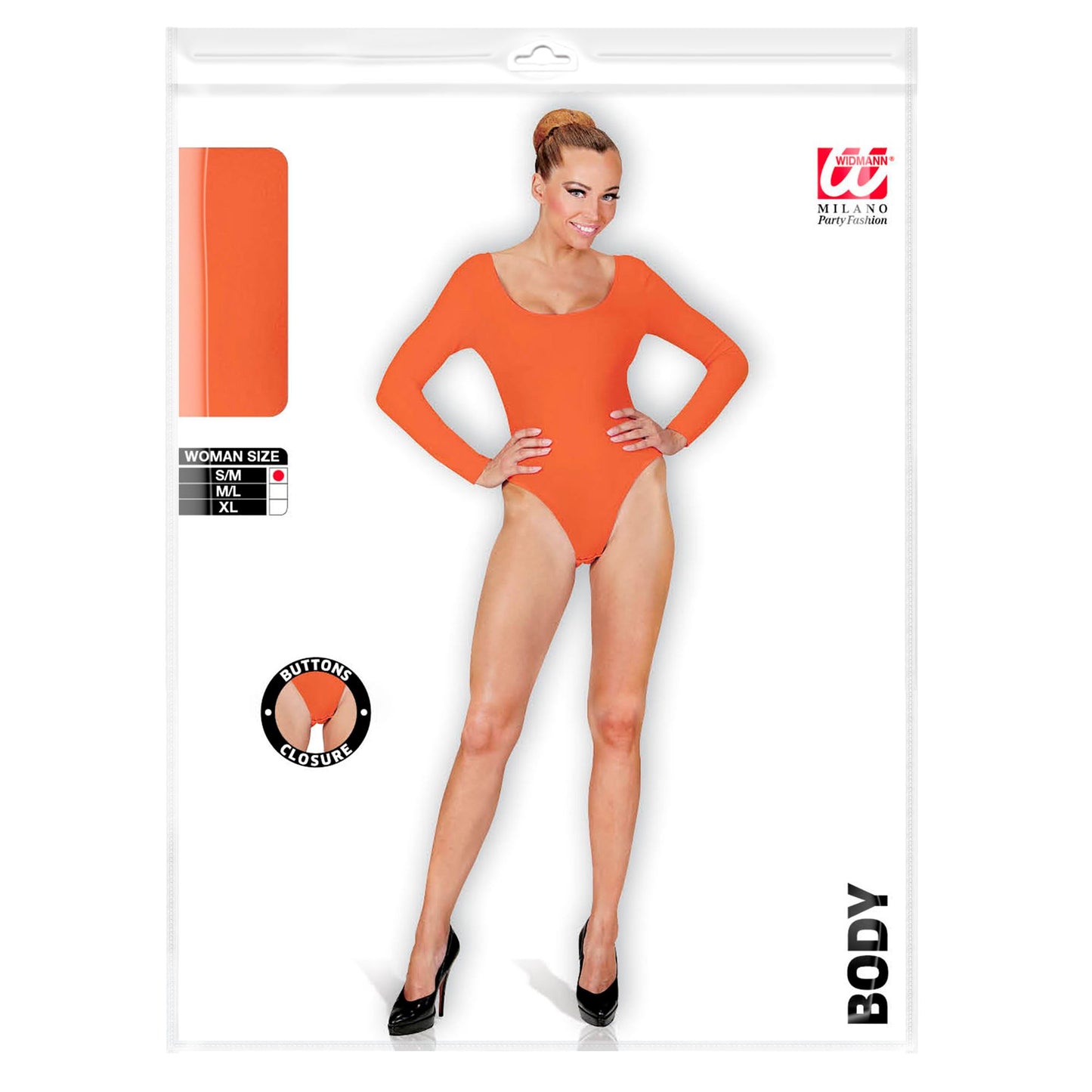 "BODY ORANGE" (mit Knöpfen verschließbar) – Detailansicht