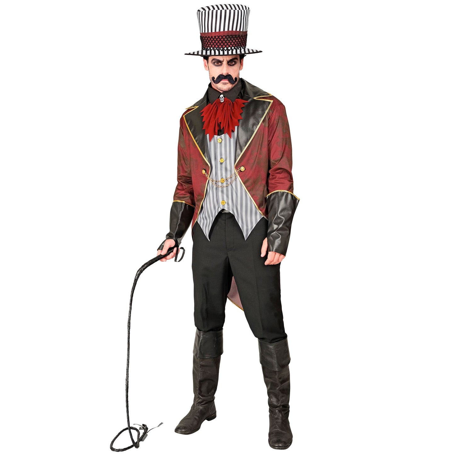 "BÖSER ZIRKUSDIREKTOR" (Frack mit Weste, Jabot mit Totenkopf, Handschuhe, Hut) – Ansicht 4