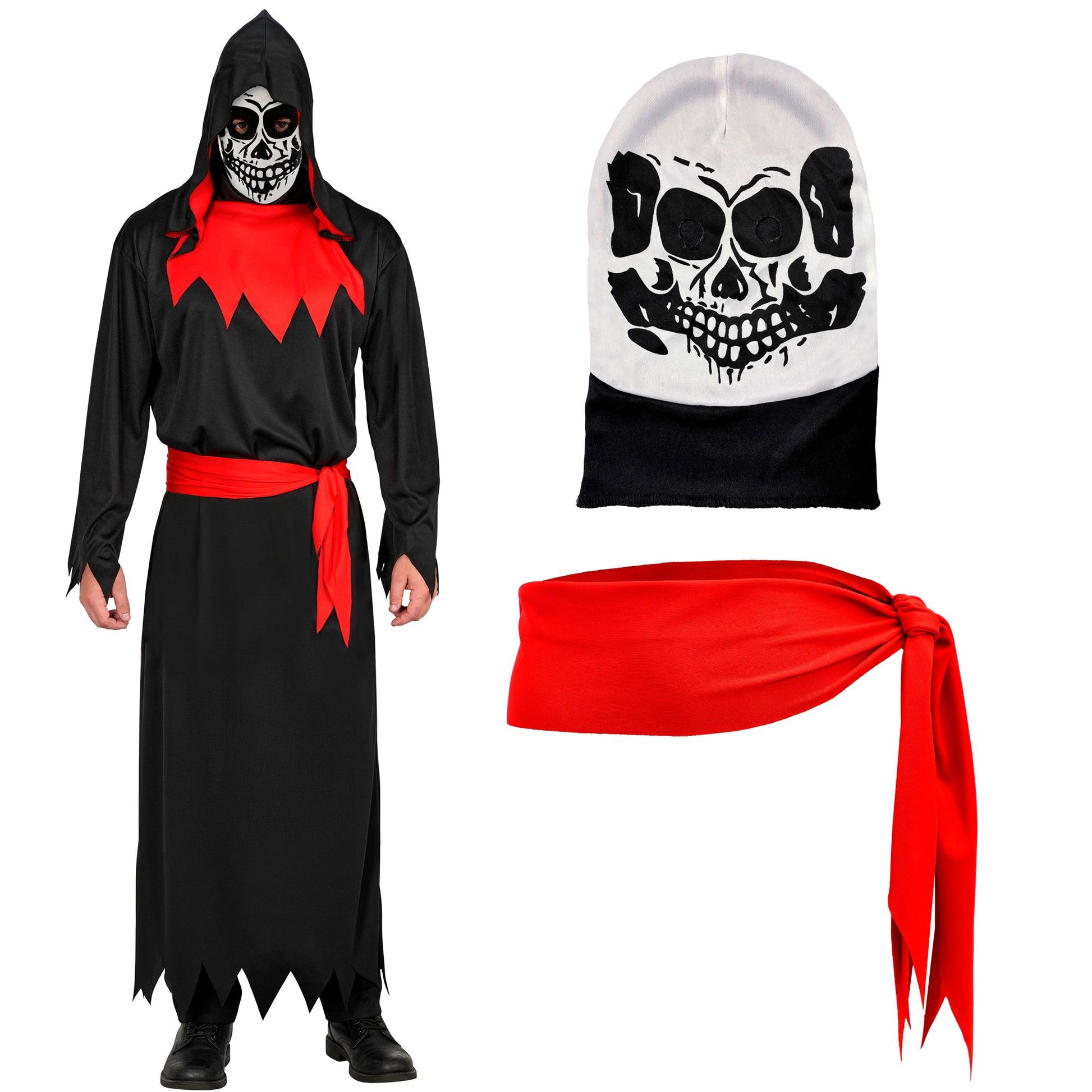 "BÖSES PHANTOM" (Robe mit Kapuze, Gürtel, Maske) – Detailansicht
