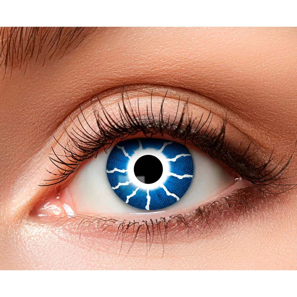 Weiße Blitzschlag-Kontaktlinsen für Halloween und Cosplay, ohne Dioptrien, einwöchig tragbar.
