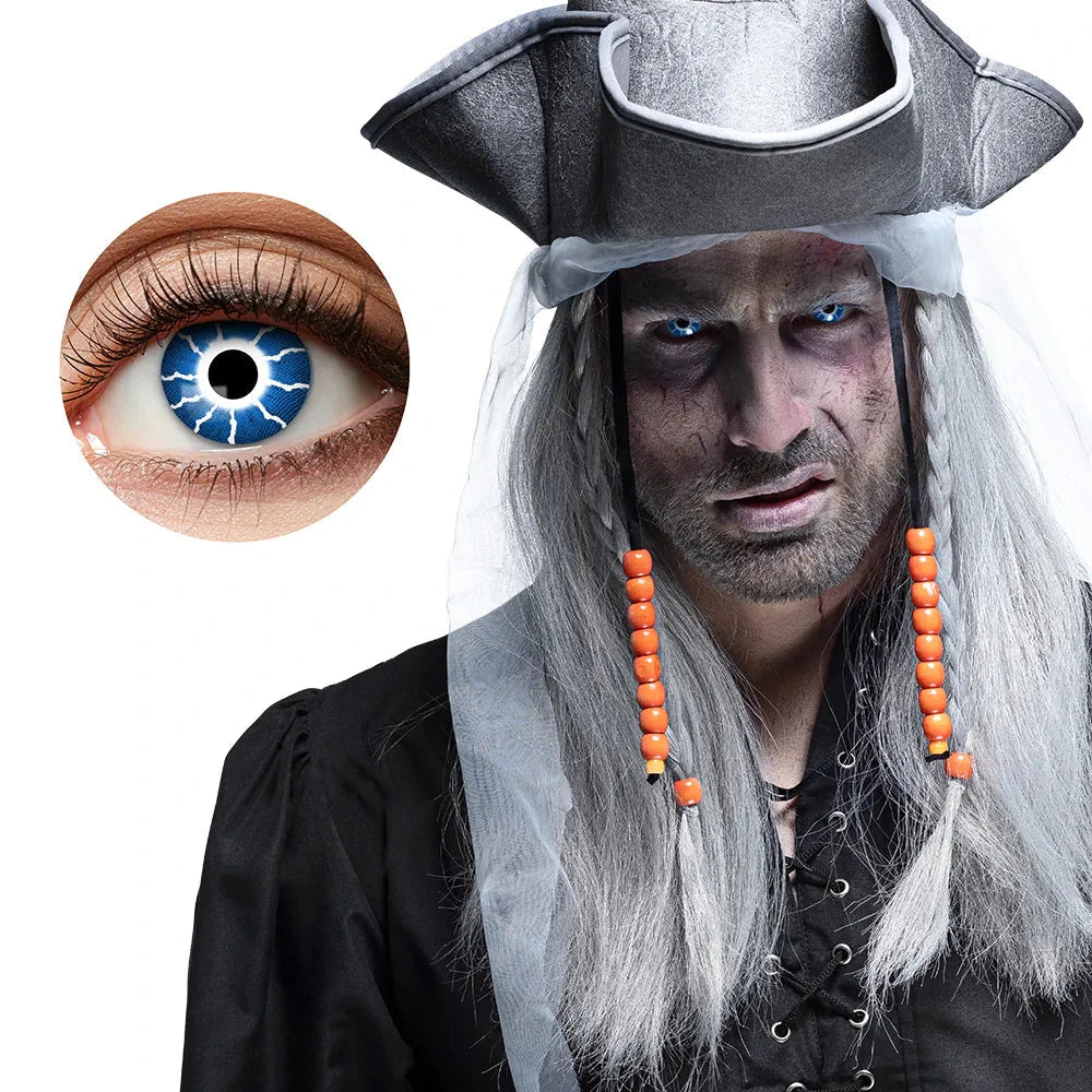 Blitzschlag Kontaktlinsen in leuchtendem Blau für Halloween und Cosplay, weich und wiederverwendbar.