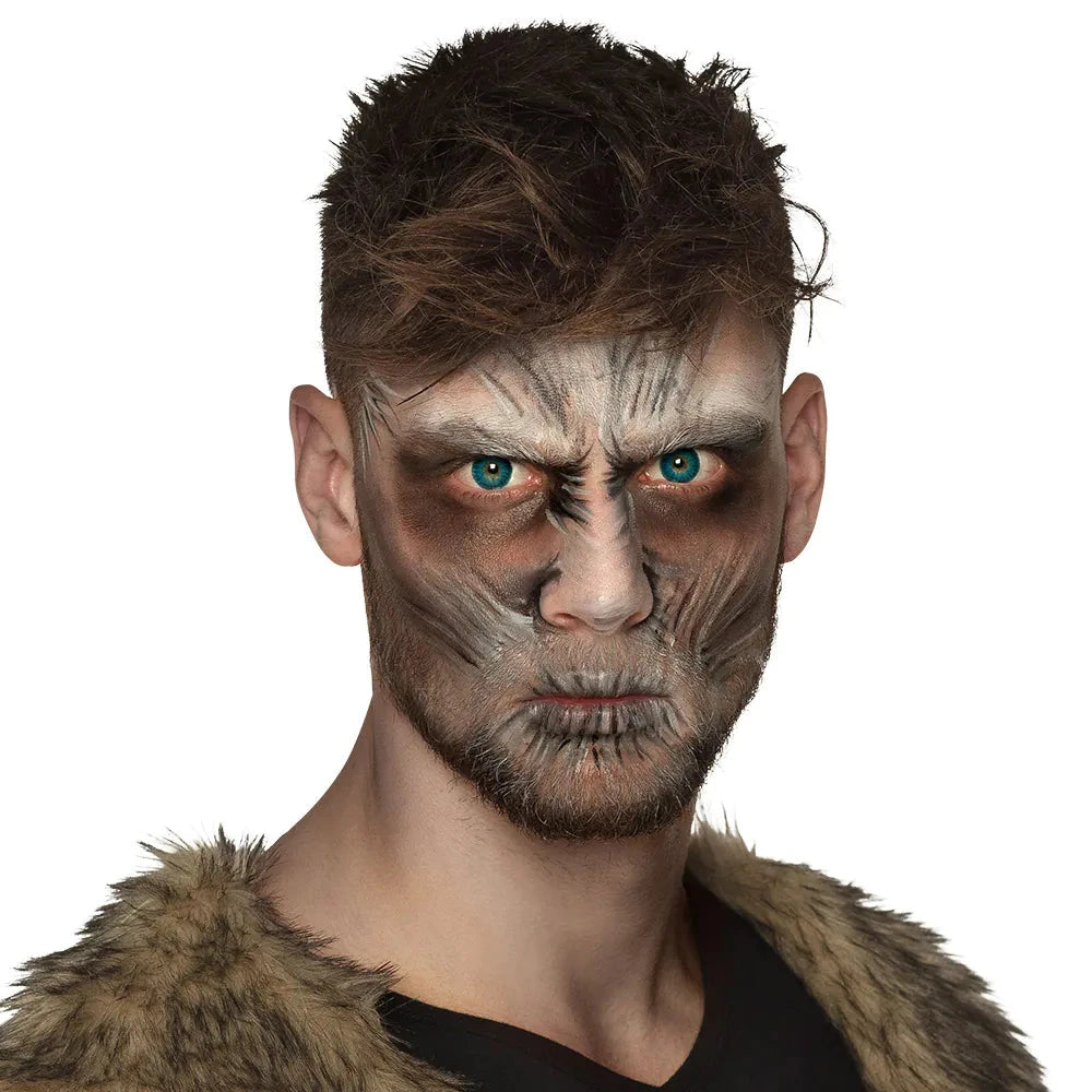 Blau-weiße Kontaktlinsen mit eisigem Muster, 14,5 mm Durchmesser, 2 Stück im Blister.