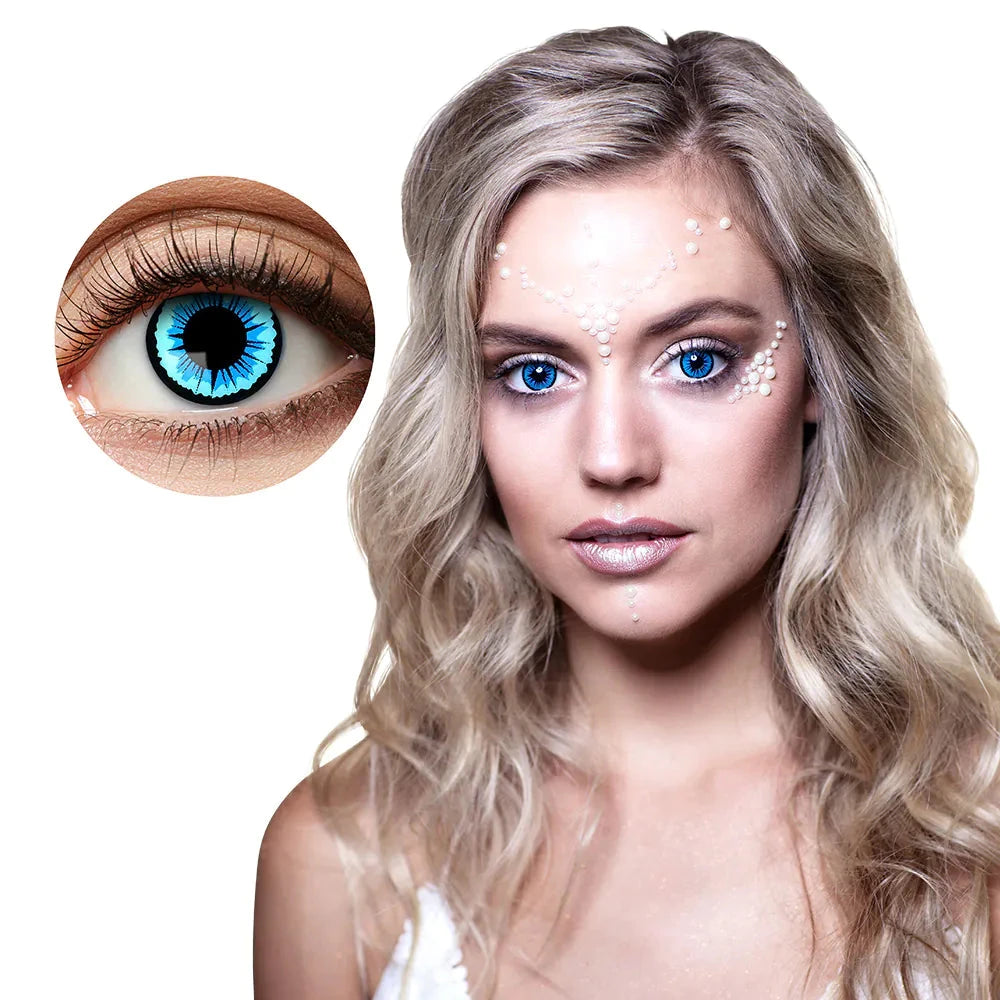 Blaue Engel-Kontaktlinsen für ein intensives, mystisches Cosplay-Augenbild ohne Sehstärke.