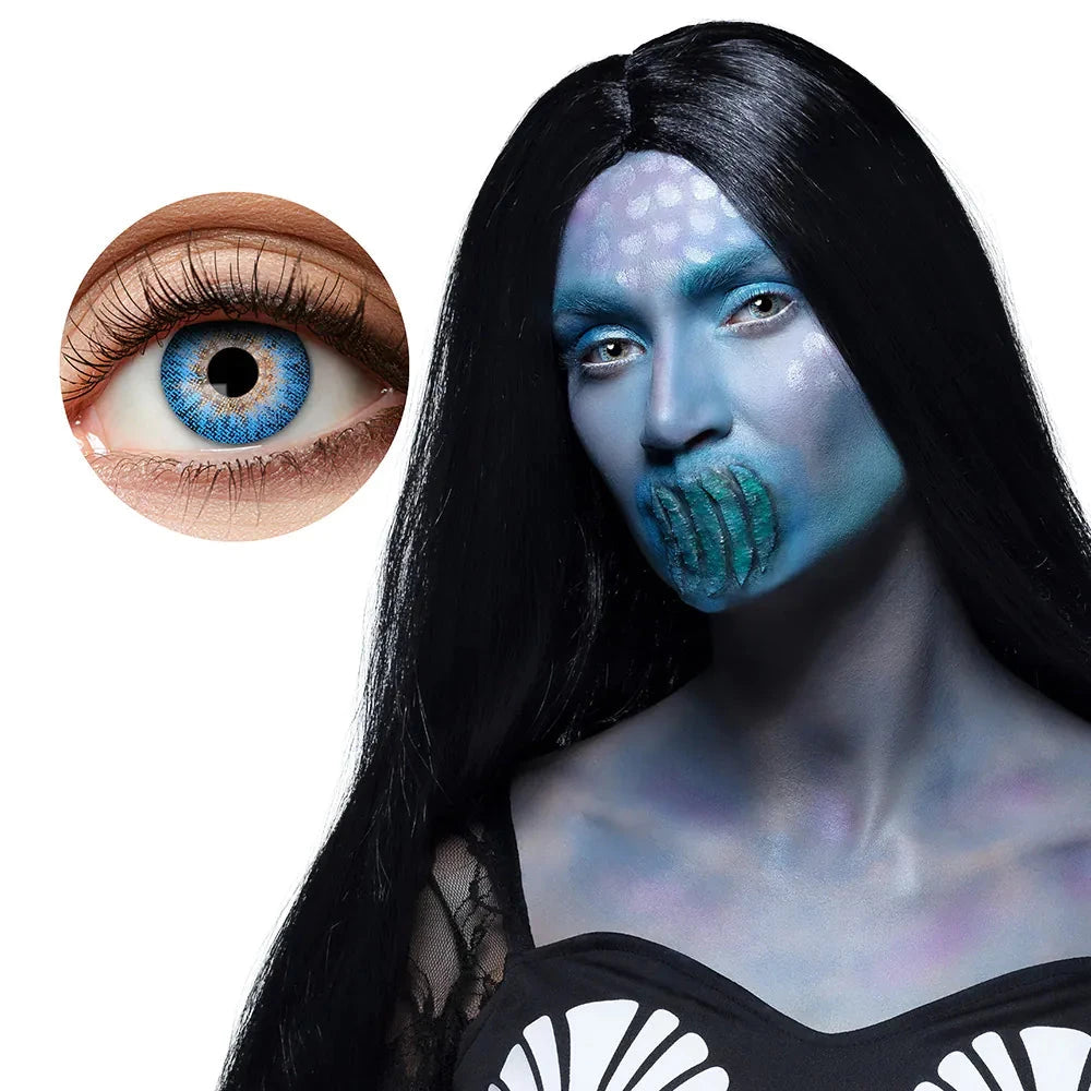 Aqua blaue Boland Evil Mermaid Kontaktlinsen für 7 Tage mit intensivem Meerjungfrau-Effekt.