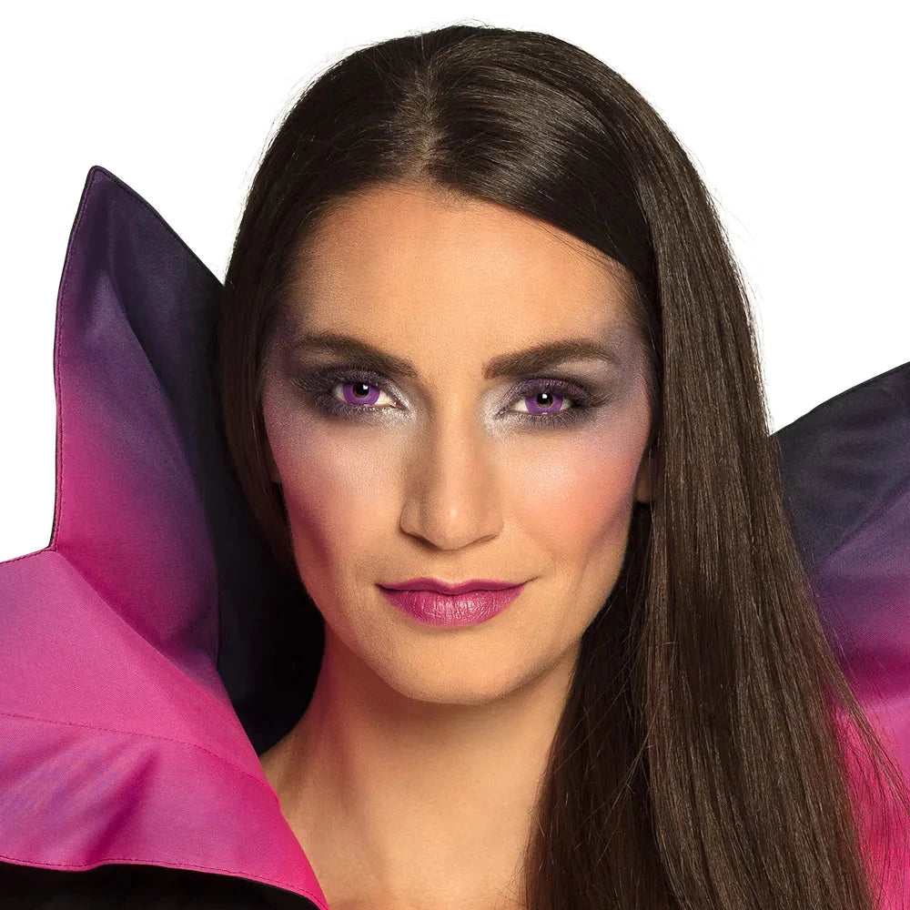 Schwarze und lila Gothic-Kontaktlinsen, wiederverwendbar für 7 Tage, für dramatische Looks.
