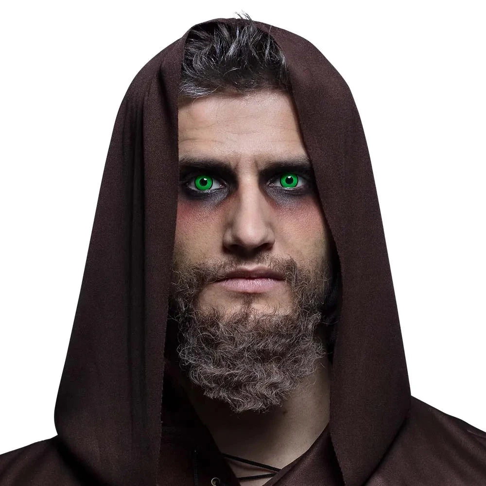 Grüne Okkultist Kontaktlinsen für dramatische Effekte bei Halloween und Karneval.