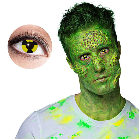 Neonfarbene, undurchsichtige Kontaktlinsen im 2er-Pack mit leuchtendem 14,5 mm Durchmesser.