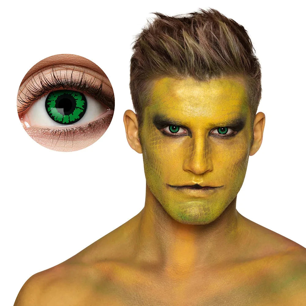 Reptil Kontaktlinsen Boland – Grün Schwarz, 1 Woche Wiederverwendbar - Fasnacht24.ch