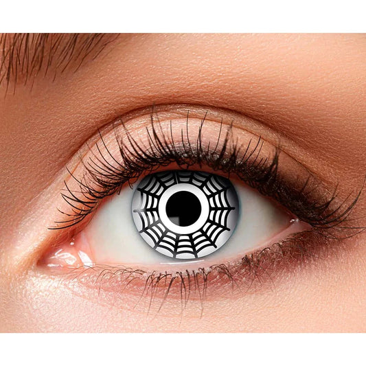 Schwarze Kontaktlinsen mit Spinnenmuster, hoher Deckkraft, 14,5 mm Durchmesser, 2 Stück.