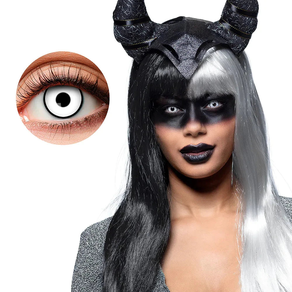Weiße Kontaktlinsen von Boland, 14,5 mm Durchmesser, für einen dämonischen Look.