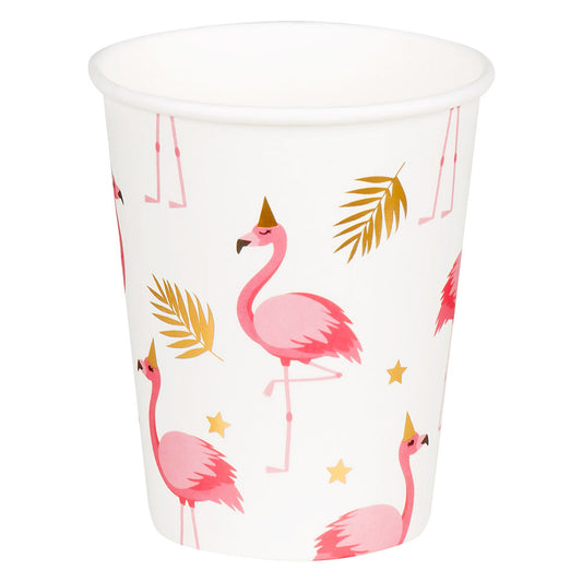 Boland Flamingo Pappbecher – 10er Pack 210 ml Tropisches Design - Fasnacht24.ch
