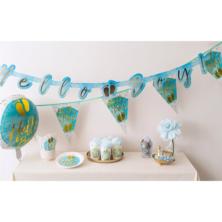 Boland Hello Boy! Pappbecher 10er Pack 210ml Baby Shower - Fasnacht24.ch – Detailansicht