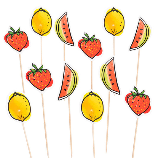 Boland Cocktail Fruit Skewers – 12 cm Bambus, Bunt (12 Stück) - Fasnacht24.ch