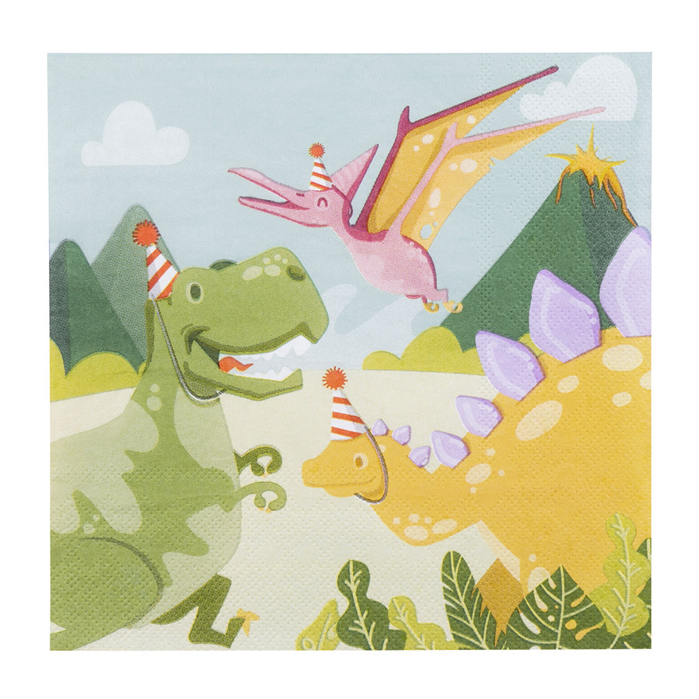Party Papierservietten Dino – Boland 12er Pack 33x33 cm - Fasnacht24.ch