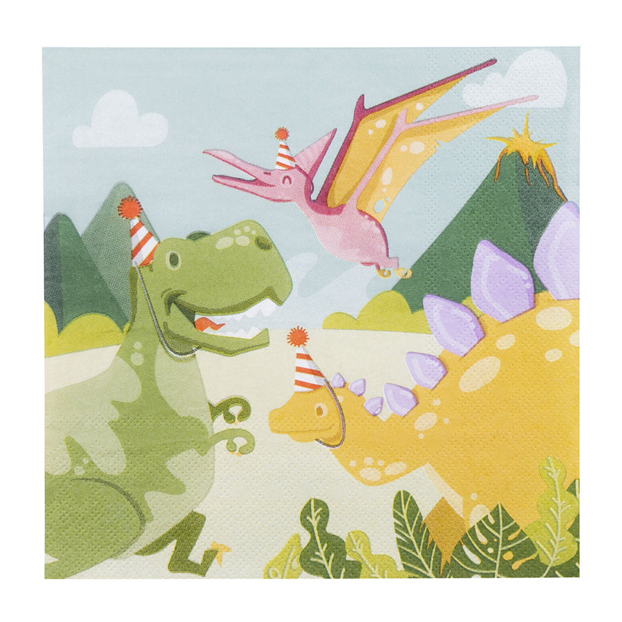 Party Papierservietten Dino – Boland 12er Pack 33x33 cm - Fasnacht24.ch – Produktansicht