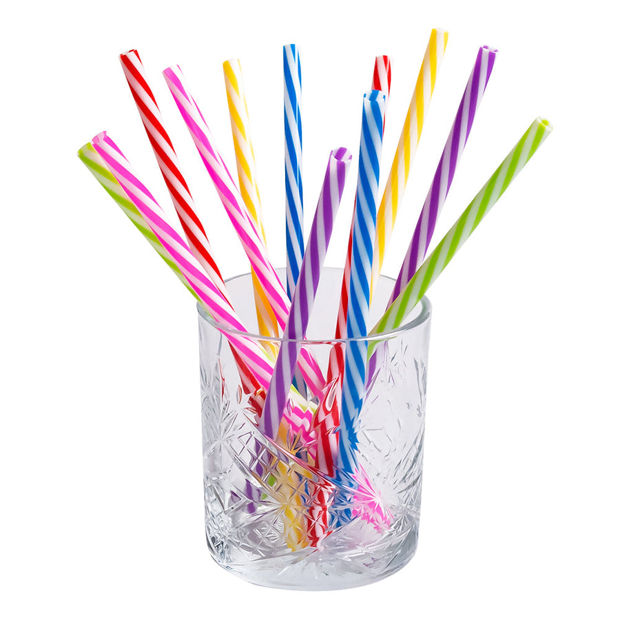 Boland Edelstahl Trinkhalme Set 12 Stück bunt 21 cm mit Reinigungsbürste – Detailansicht