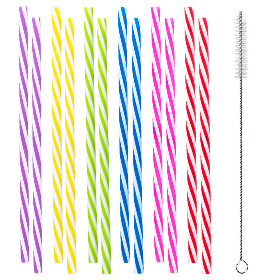 Boland Edelstahl Trinkhalme Set 12 Stück bunt 21 cm mit Reinigungsbürste – Produktansicht