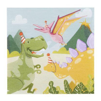 Boland Dino Party Papierservietten – 20 Stück 33x33cm Kompostierbar - Fasnacht24.ch – Produktansicht