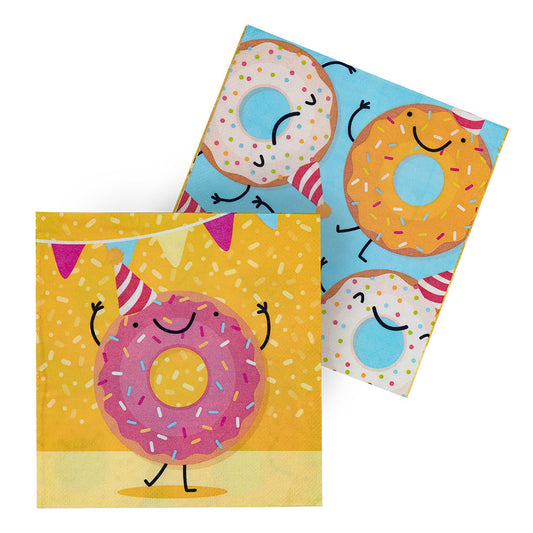 Donut Papierservietten 33x33 cm – Boland 20 Stück, Kompostierbar - Fasnacht24.ch