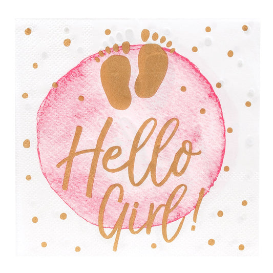 Boland Hello Girl! Papierservietten – 20er Pack, 33x33 cm, Pink - Fasnacht24.ch