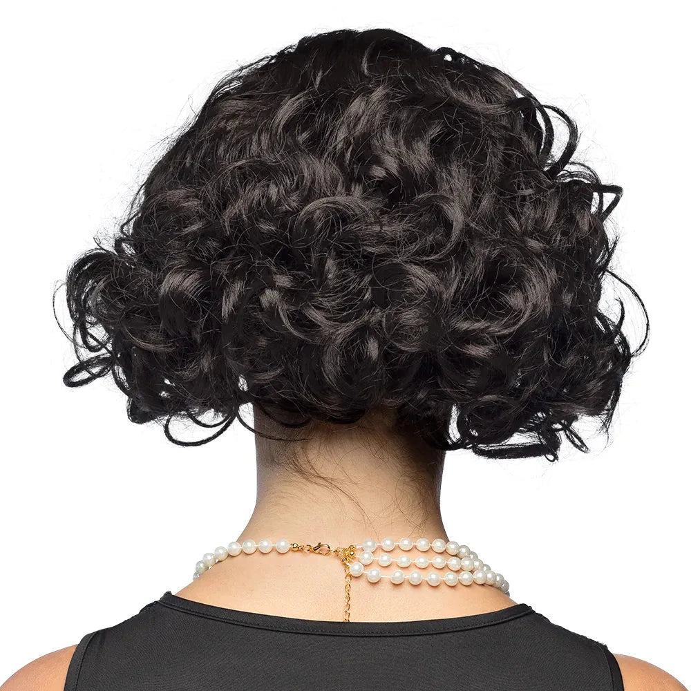 Schwarze, kurze, lockige 20er Jahre Flapper-Perücke aus synthetischem Haar von Boland