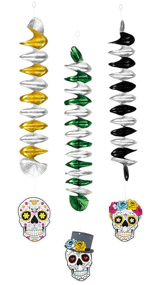Day of the Dead Deckenspiralen – 3er Set 60 cm – Boland Polyester - Fasnacht24.ch