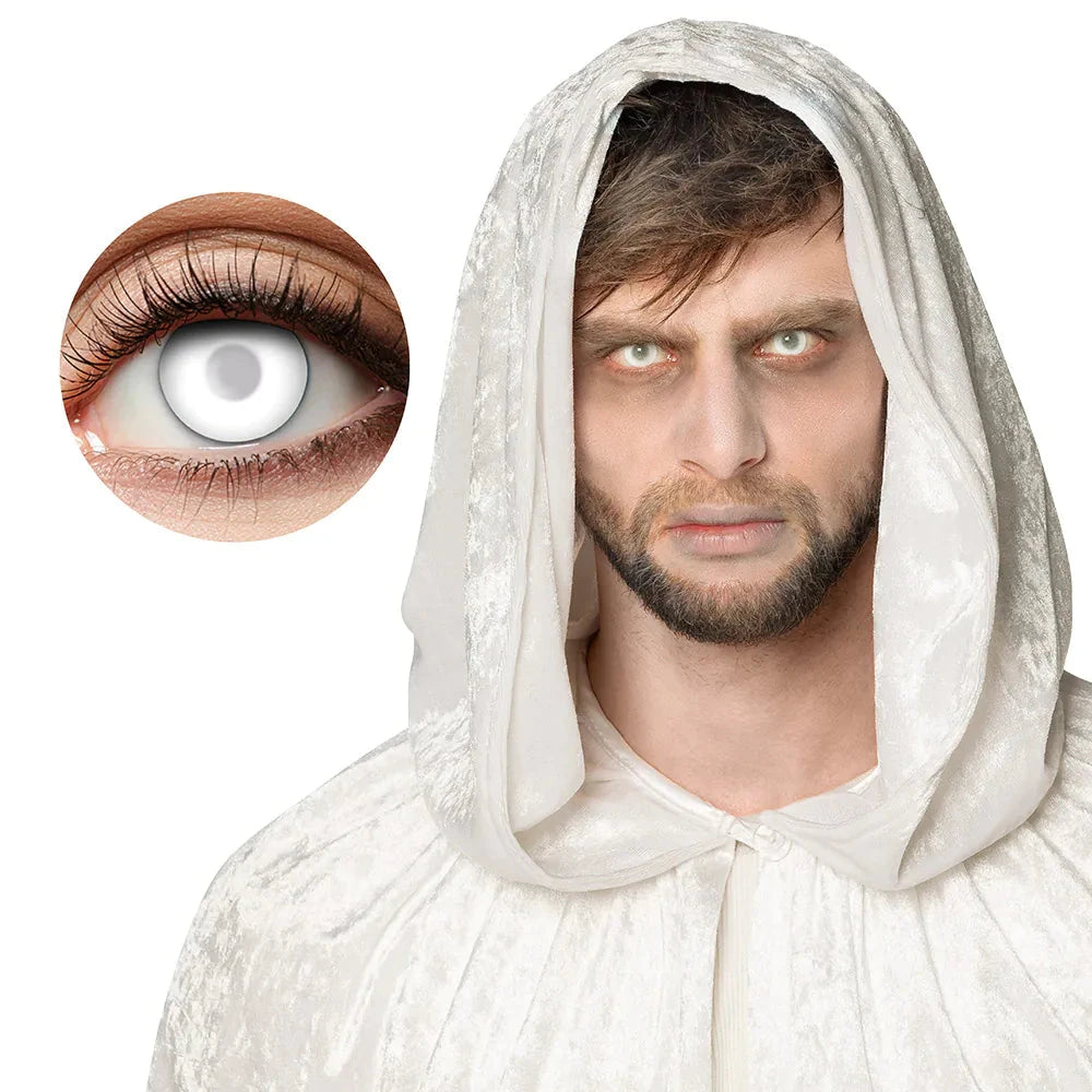 Weiße Kontaktlinsen für Halloween und Cosplay mit starker Deckkraft und 3-Monats-Tragezeit