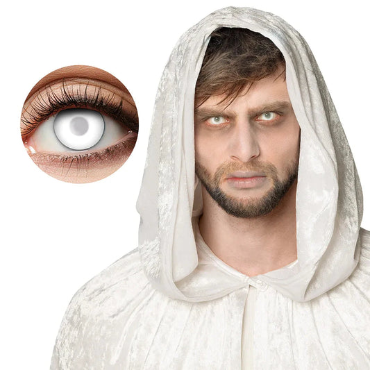 Weiße Kontaktlinsen für Halloween und Cosplay mit starker Deckkraft und 3-Monats-Tragezeit