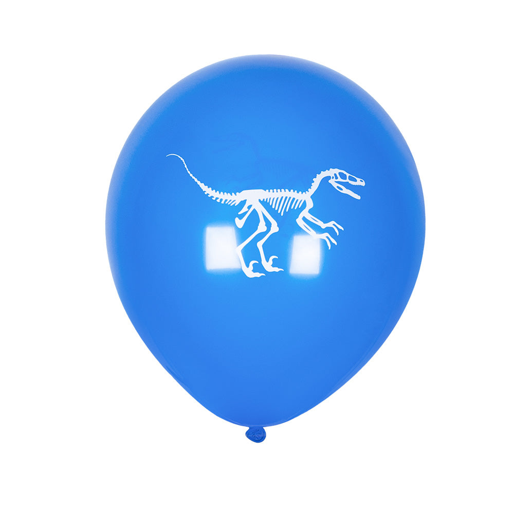 Sechs doppelseitige T-Rex-Luftballons in lebendigen Farben für Dinosaurierpartys.