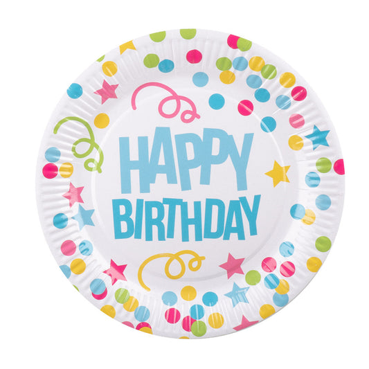 Boland Happy Birthday Tellerchen – 6er Set 23cm Party Teller - Fasnacht24.ch