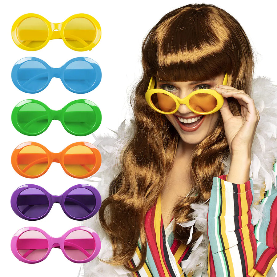 Neon Retro Hippie Sonnenbrille – Boland Jackie 70s Party Glas UV400 - Fasnacht24.ch