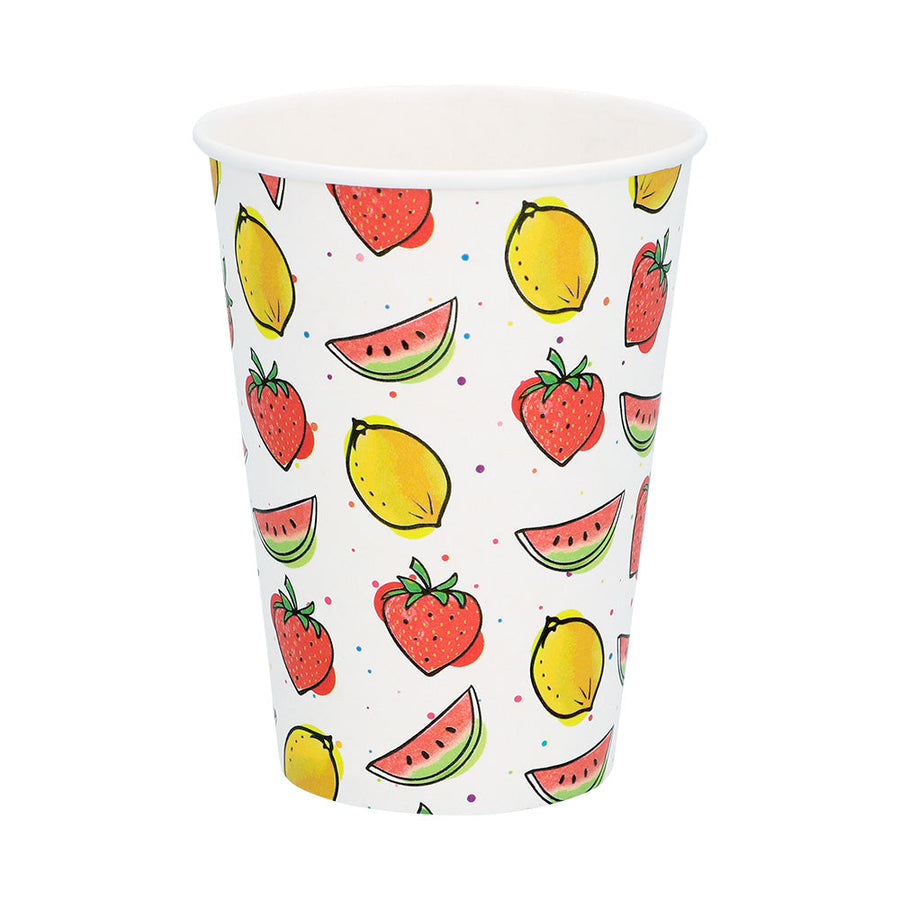 Boland 8 Obst Pappbecher 210ml – Bunte Einweg Partybecher - Fasnacht24.ch – Detailansicht