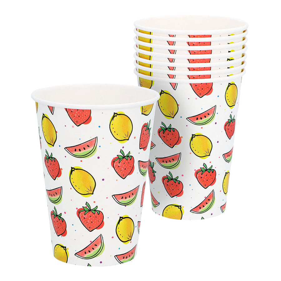 Boland 8 Obst Pappbecher 210ml – Bunte Einweg Partybecher - Fasnacht24.ch – Produktansicht