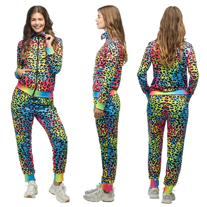 Boland Damen Neon Leopard Jogginganzug – UV-Reaktiv 80er Tracksuit - Fasnacht24.ch