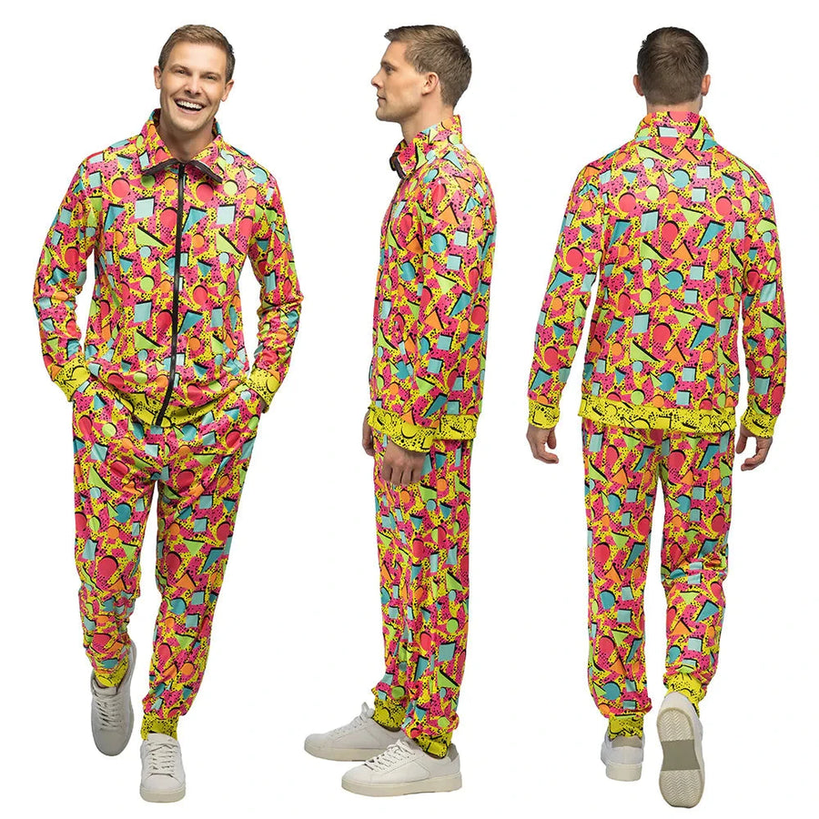 Neon Pop Art Trainingsanzug – Boland UV-Aktiv 80er Jogginganzug Herren - Fasnacht24.ch