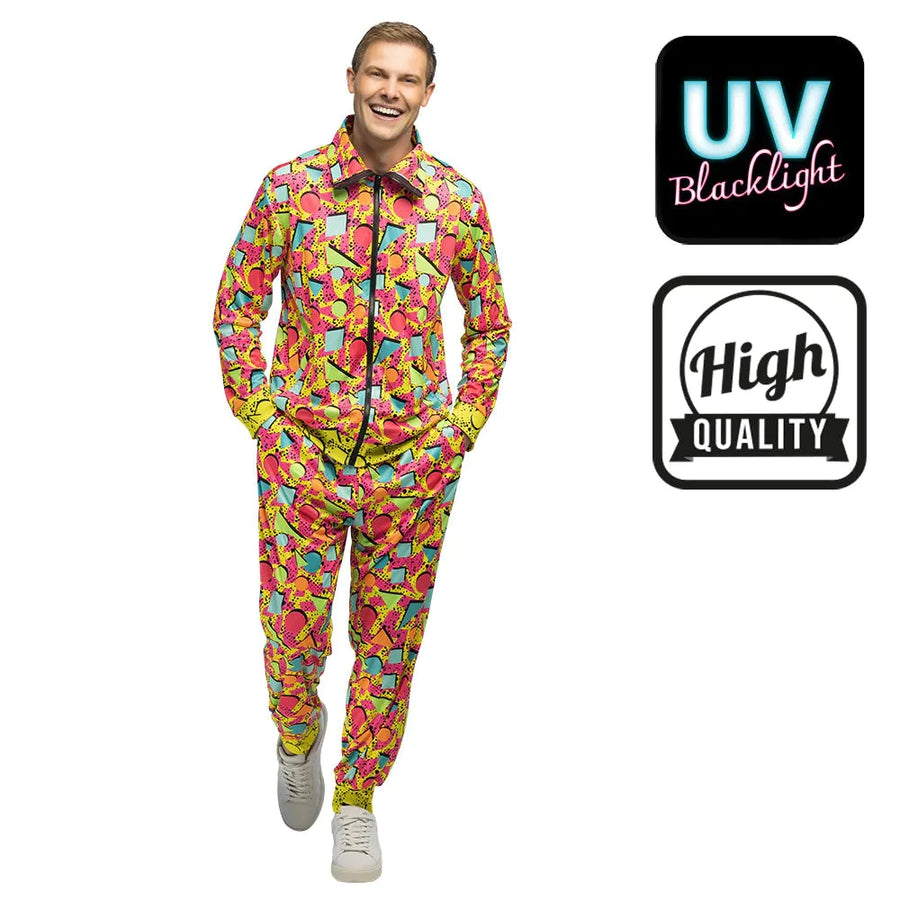 Neon Pop Art Trainingsanzug – Boland UV-Aktiv 80er Jogginganzug Herren - Fasnacht24.ch