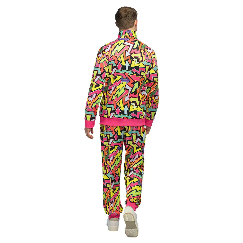 Boland Neon Street Art Trainingsanzug Herren – UV-Reaktiv, 80er Style - Fasnacht24.ch