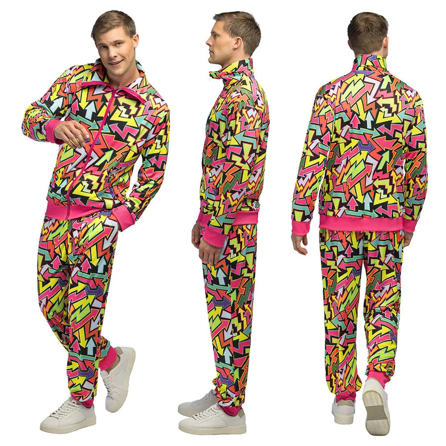 Boland Neon Street Art Trainingsanzug Herren – UV-Reaktiv, 80er Style - Fasnacht24.ch