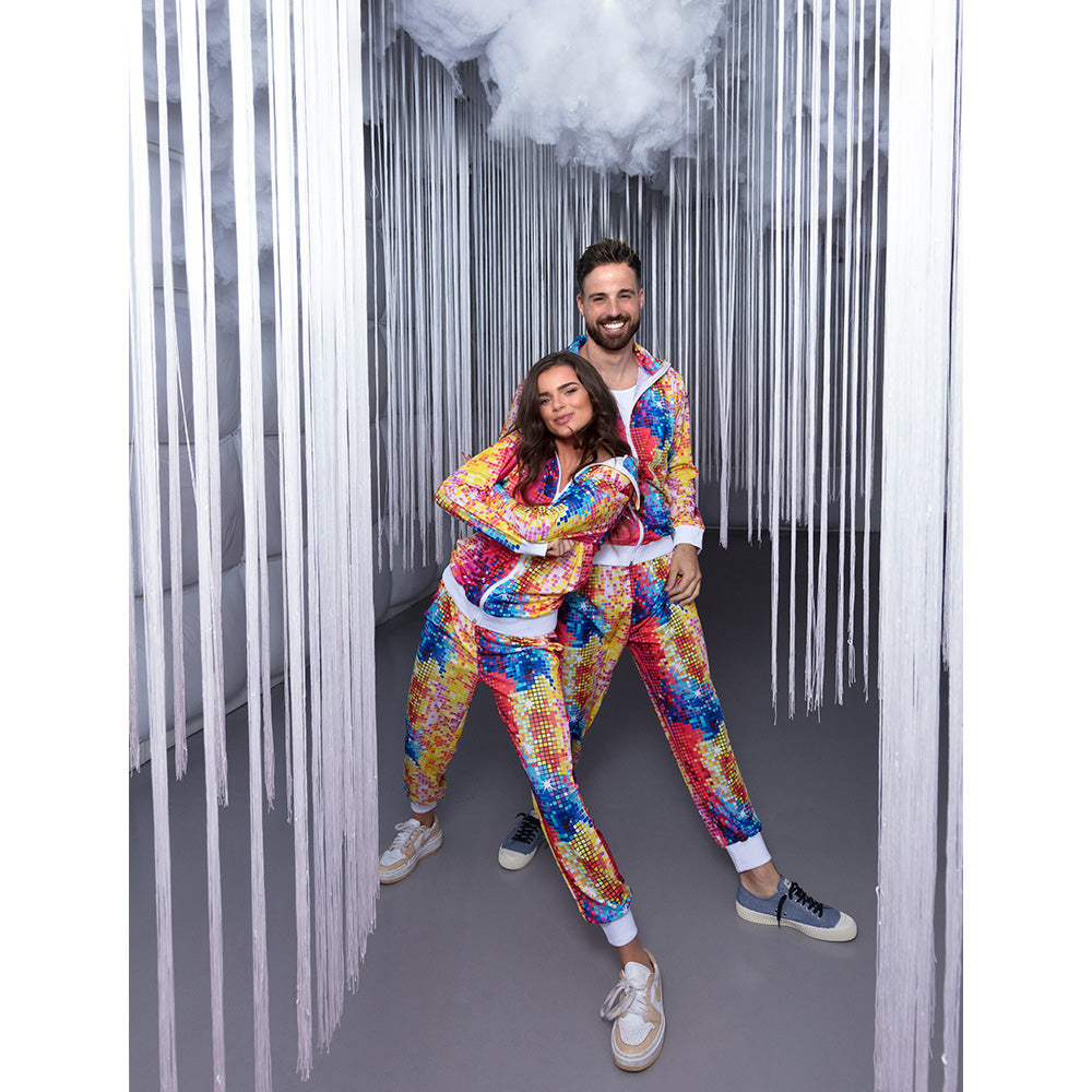 Boland 80er Disco Trainingsanzug – Neon Jogger mit Reflektoren - Fasnacht24.ch
