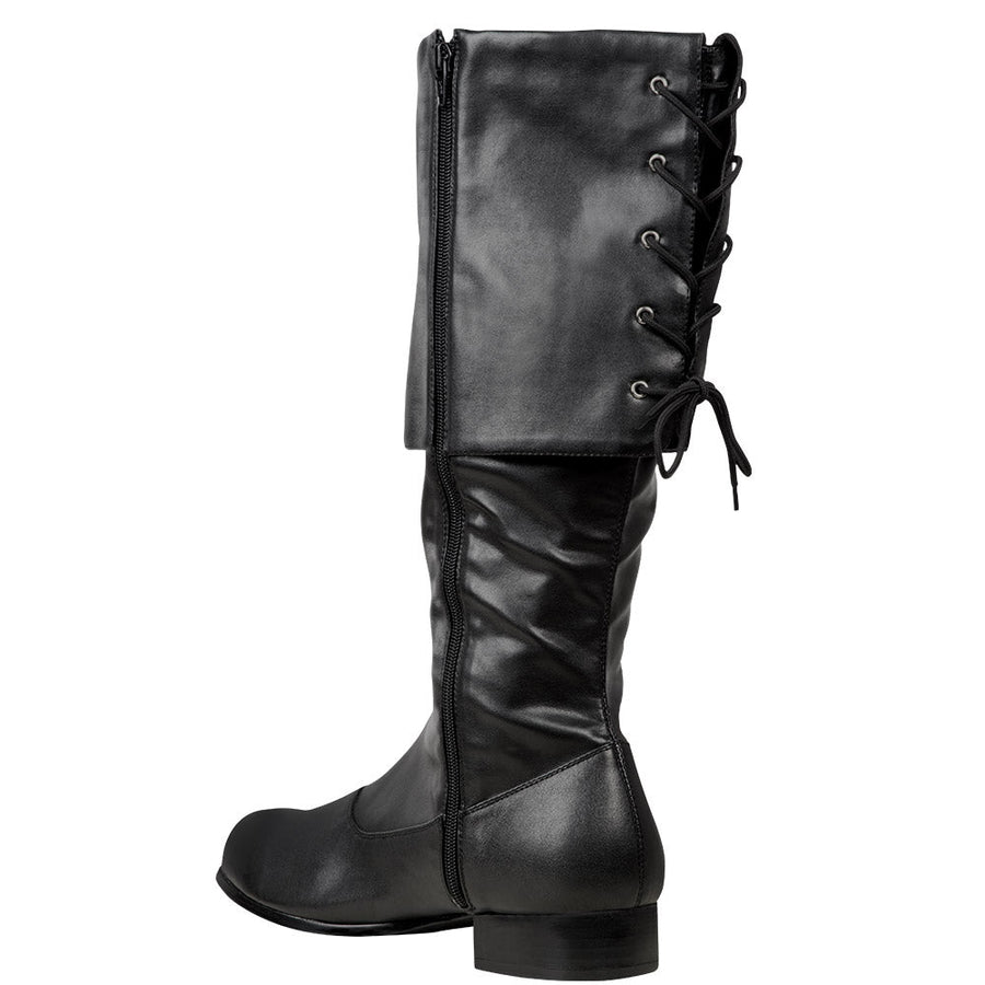Piratenstiefel Boland Adventurer – Schwarzes Leder, Kniehoch – Detailansicht
