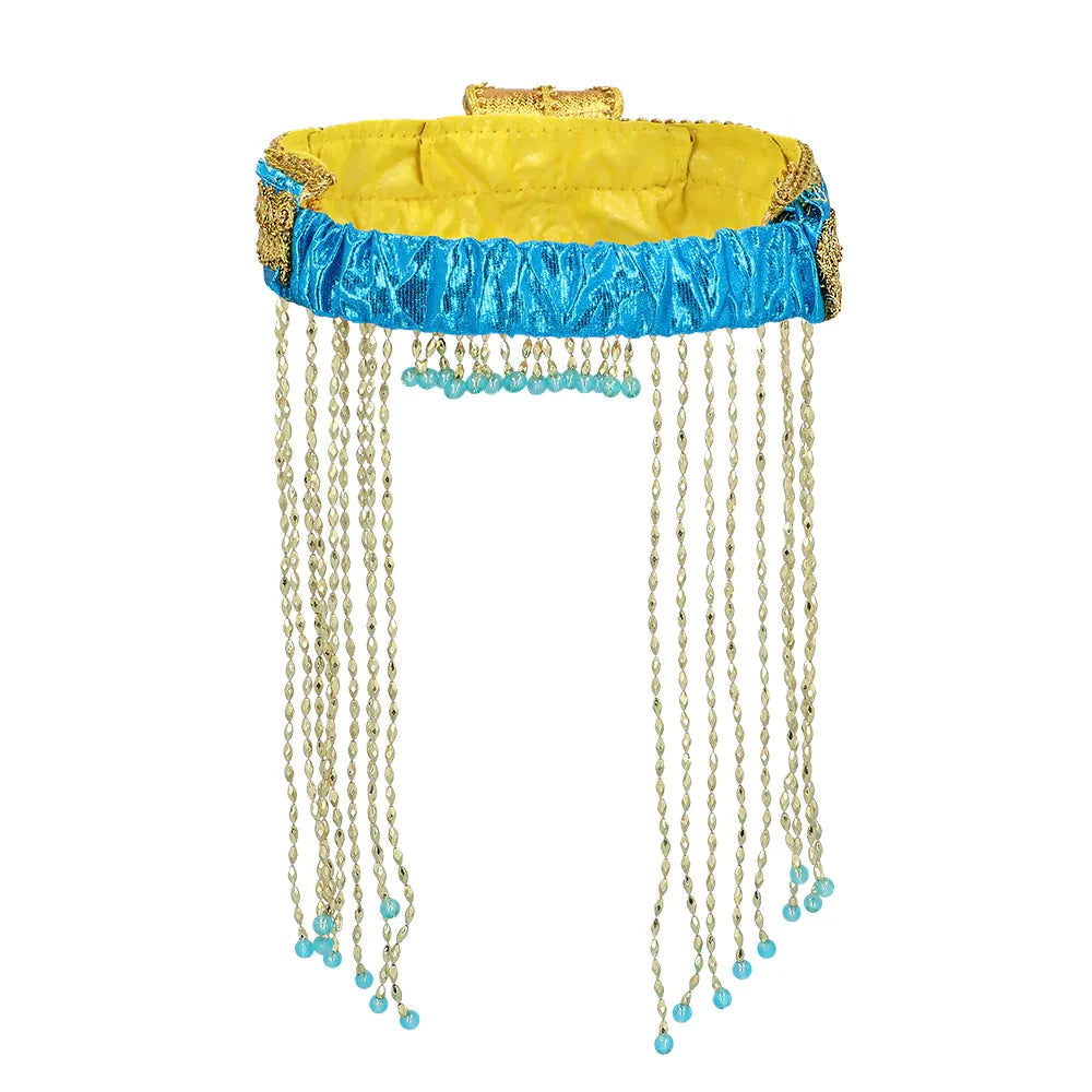 Goldmetallisches ägyptisches Stirnband mit grünem Smaragd-Imitat und verstellbarem Band