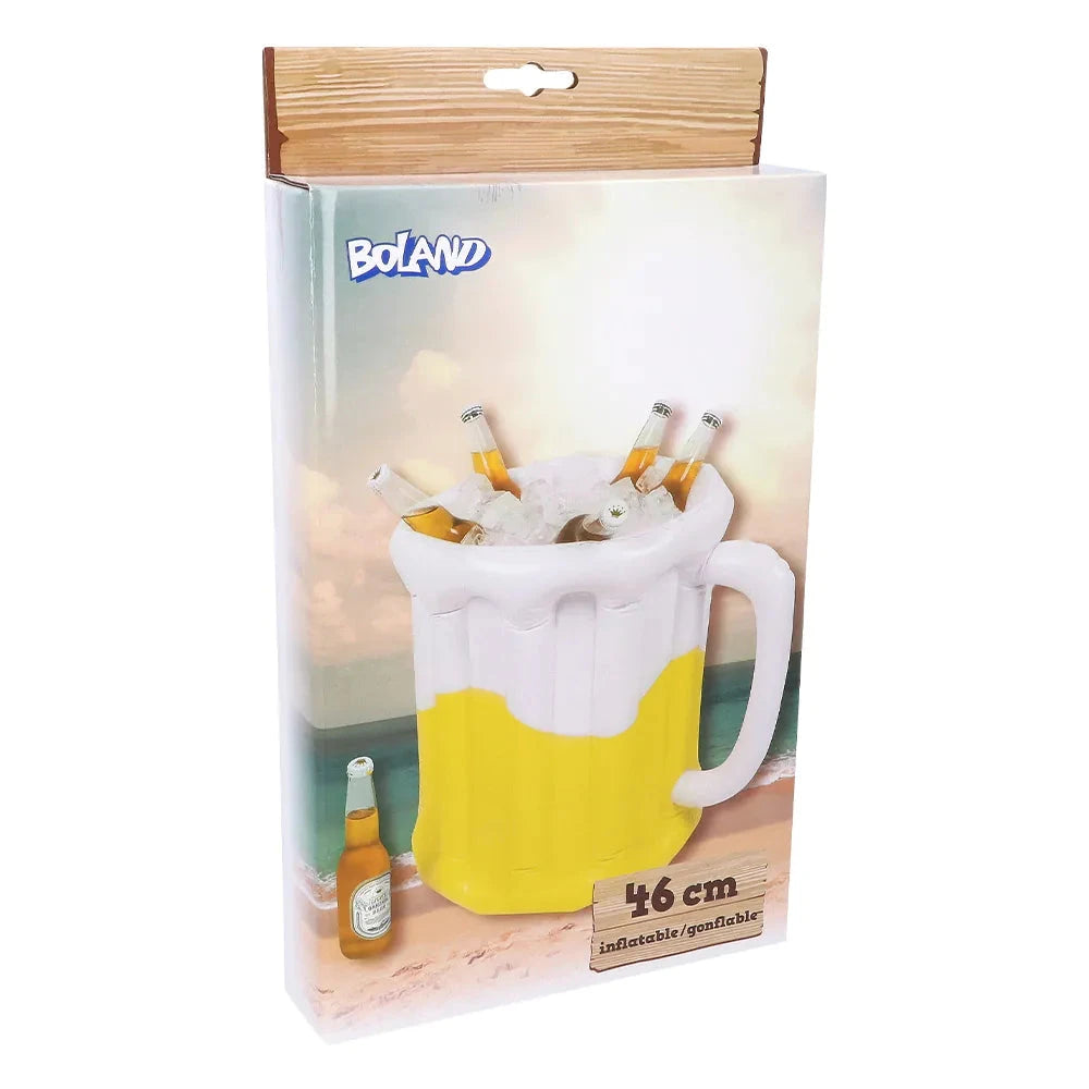 Aufblasbarer XXL Bierkrug Kühler in Blau mit Eis und Getränken für Partys und Feste