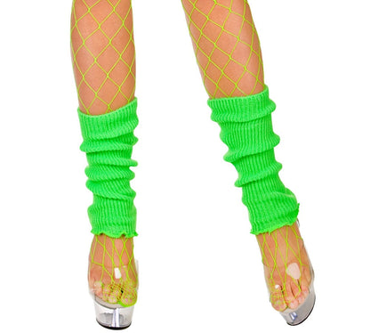 Boland Neon Grüne Leg Warmers – Leichte, Atmungsaktive Strickbeinstulpen - Fasnacht24.ch – Seitenansicht