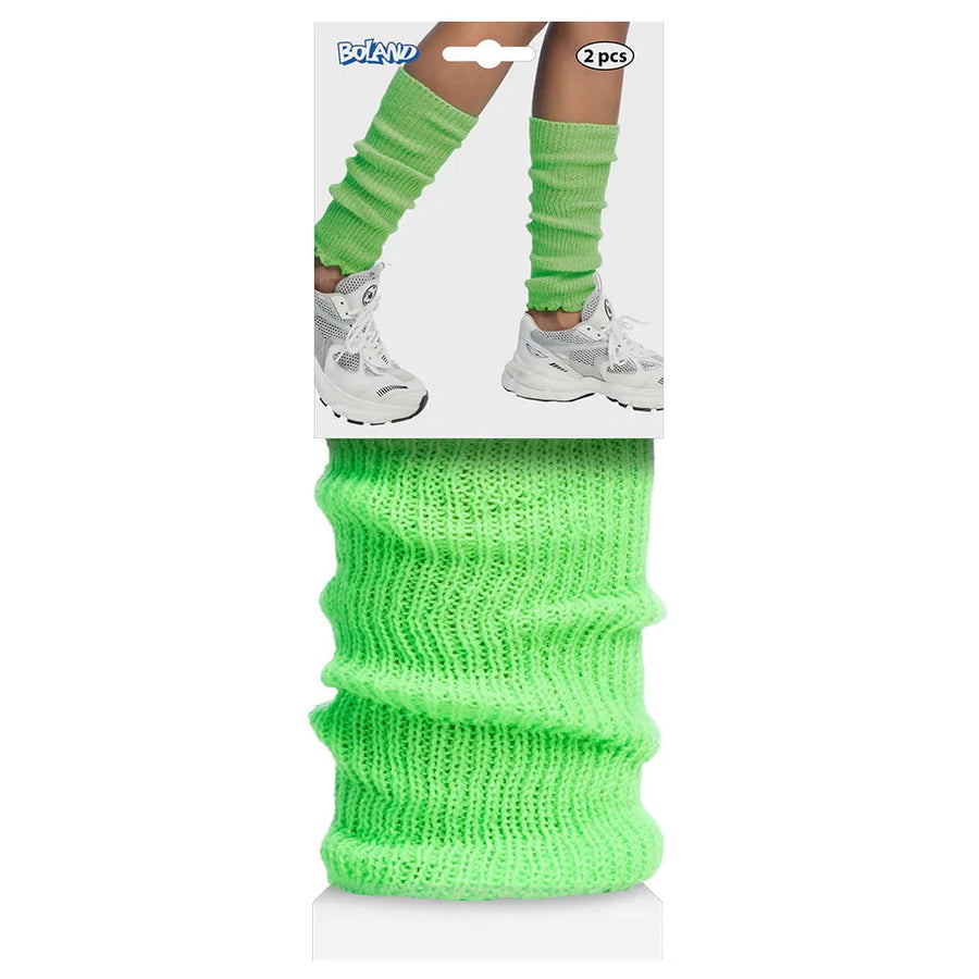 Boland Neon Grüne Leg Warmers – Leichte, Atmungsaktive Strickbeinstulpen - Fasnacht24.ch – Detailansicht