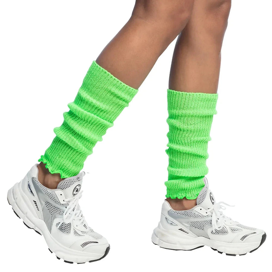 Boland Neon Grüne Leg Warmers – Leichte, Atmungsaktive Strickbeinstulpen - Fasnacht24.ch – Produktansicht
