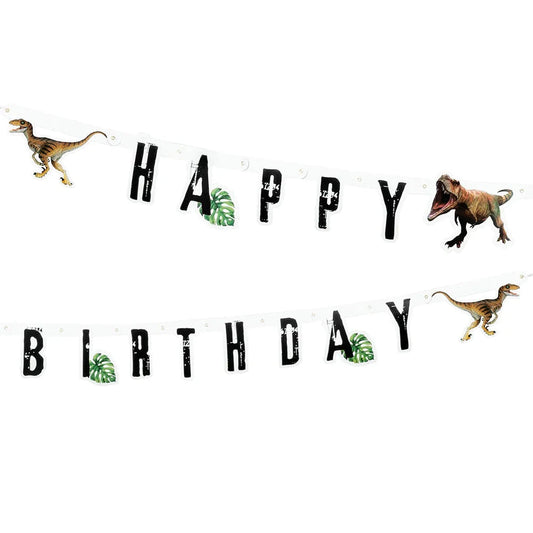 Bunte T-Rex Happy Birthday Girlande mit Dinosaurier-Motiven, 205 cm lang, zum Aufhängen