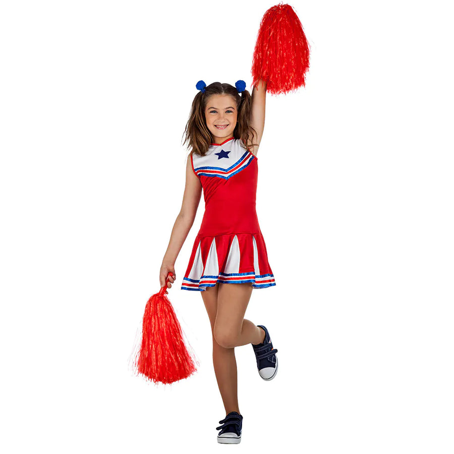 Cheerleader Kostüm Holly für Kinder – Boland Sportliches Kleid Rot-Weiß-Blau - Fasnacht24.ch