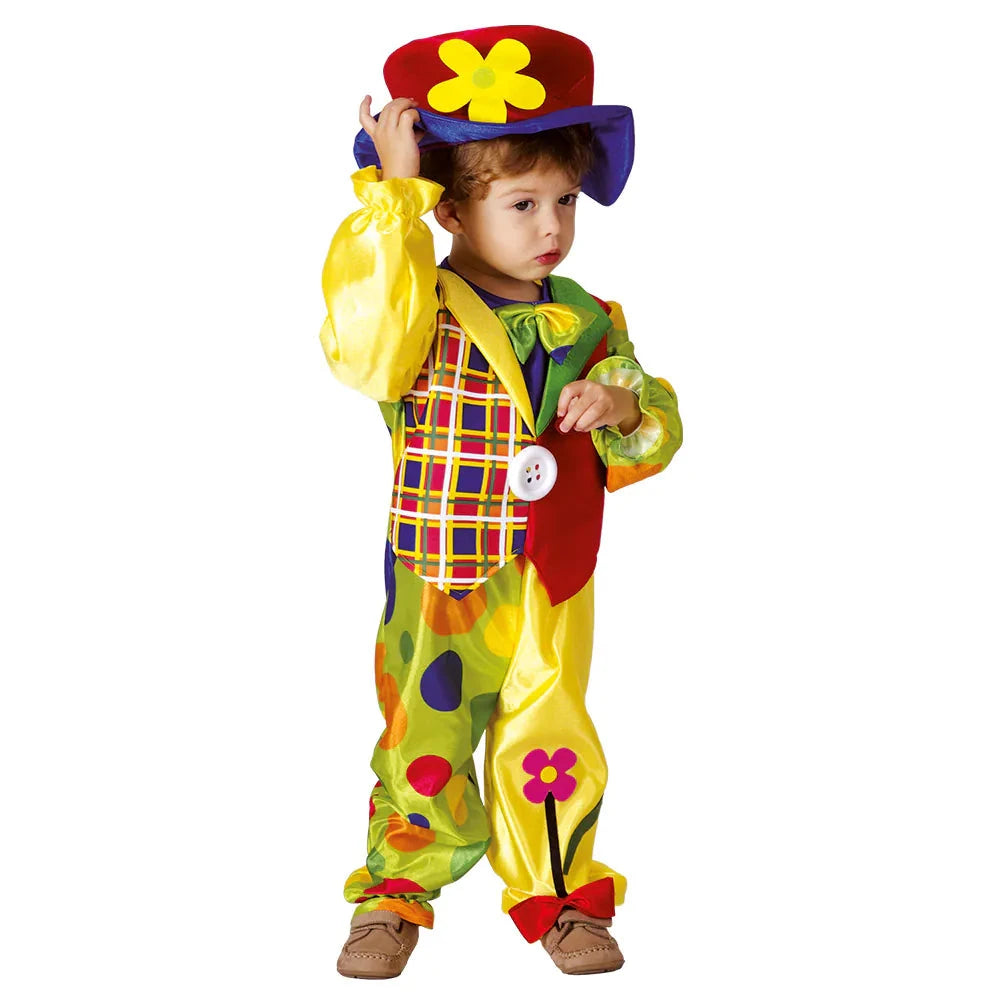 Buntes Clown Cookie Kinderkostüm aus Baumwollmischung für Jungen und Mädchen, 3-4 Jahre.